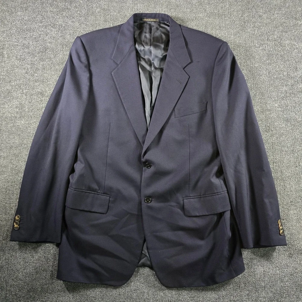 Corneliani Mens Navy Blue Super 100s Virgin Wool Blazer Made In Italy Size 52 l